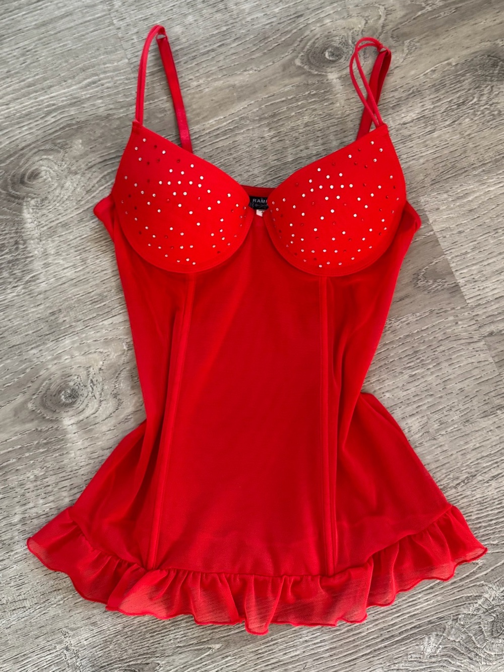 Red Embellished Babydoll top RAMPAGE